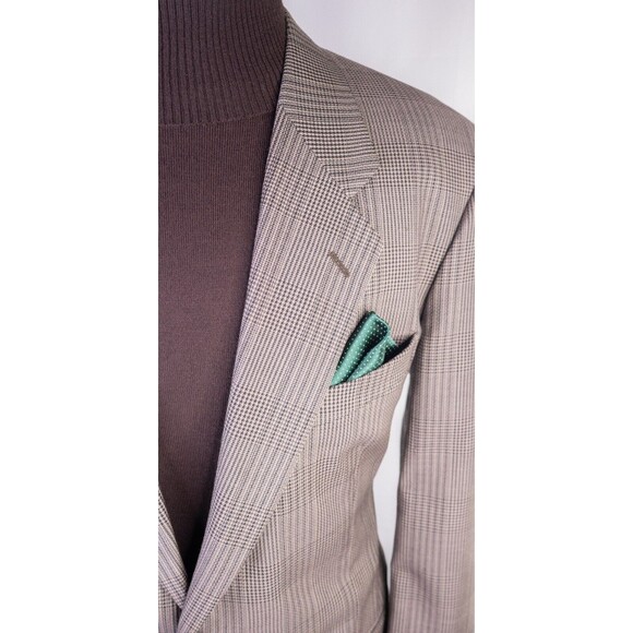 MANI Vintage Sport Coat Jacket Blazer Men Size 44R Brown Plaid Two Button WOOL - Picture 4 of 15